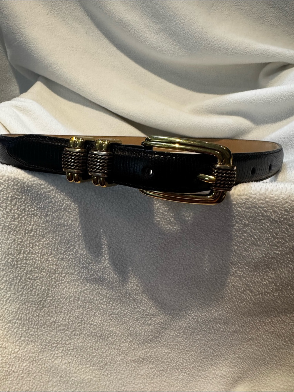 Black Leather Brighton Womens Belt with Gold Buckle